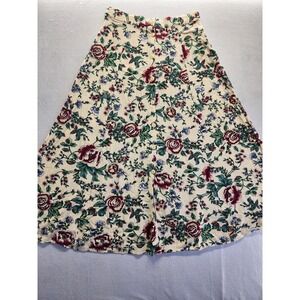 Jeffrey & Me Vintage Lg Floral Maxi Skirt Button Front A Line Cream cottagecore